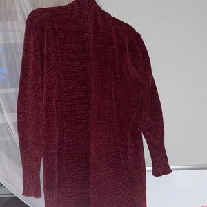 Fuzzy red cardigan